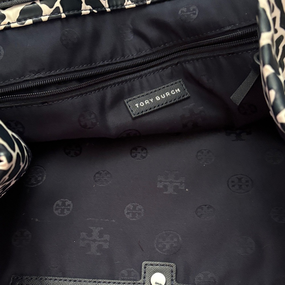 Tory Burch Black and White Leopard Print Tote - Picture 5 of 12